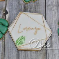 Monstera leaf first communion cookies