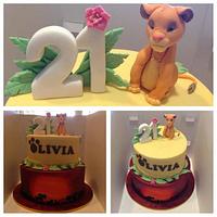 Lion king cake for a veterinarians 21st birthday 