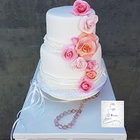 summer wedding surprise cake with bright colours