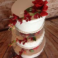 Red and White Wedding cake