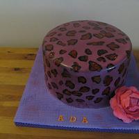 leopard print cake with cabbage rose