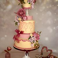 Rose Peony  Wedding Cake