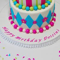 Bright Colored Bow Birthday Cake