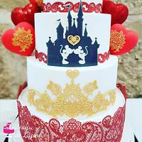 Disney themed wedding cake 