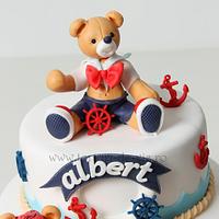 Navy themed christening cake for Albert