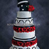 Black, White & Red Top Hat Wedding Cake