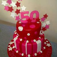 Exploding Stars 50th Cake