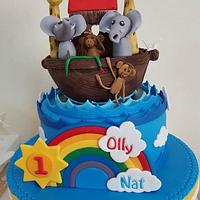1st Birthday Noah's Ark Cake