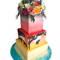 Safari themed wedding cake 