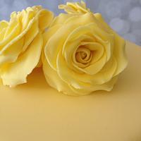 Lemon Yellow Lace Roses and Ruffles cake