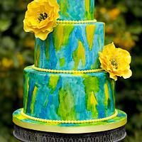 Bright watercolour weddingcake