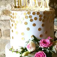 Gold and Pink Wedding Cake