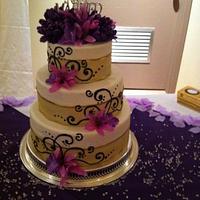 Purple Blossom Wedding Cake