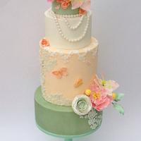 Bridal dress inspired wedding cake 