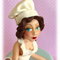 Cooking Pin Up cake topper