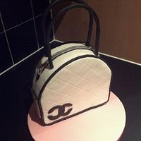 Black and white designer handbag cake