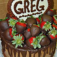 Chocolate buttercream strawberry cake