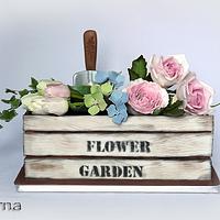 Wooden Box with Flowers
