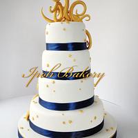 Gold & Navy Blue wedding Cake