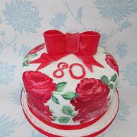 Hand Painted 80th Birthday cake