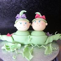 Peas in pod Christening cake for twin girls. 