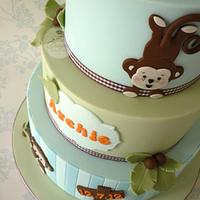 Monkey christening cake