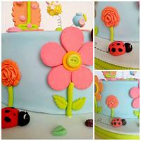 Floral & Button Cake 