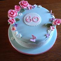 Vintage rose birthday cake