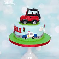 Red Truck and Trasportation Cake