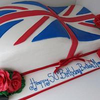 Union Jack 50th birthday flag cake