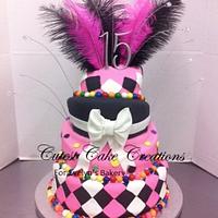 Hot pink, black and white sweet 15