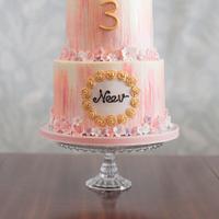 Pretty in Pink painted buttercream cake