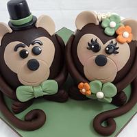 Monkey Couple Wedding Cake