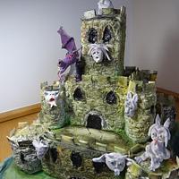 Dragon and Gargoyles Gothic Castle Cake