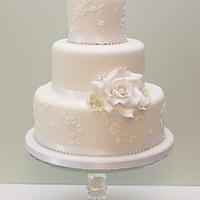 Diamante embroidery wedding cake