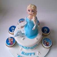 Frozen Elsa Cake and cupcakes
