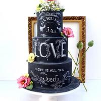 Chalkboard wedding cake.