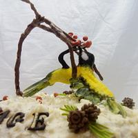 christmas cake with a bird