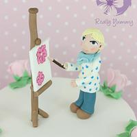 Painting cake with bunting