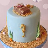 Sea and Travel themed 1st birthday cake