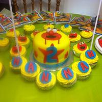 Elmo cake and cupcakes