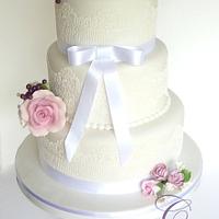 White lace wedding cake 