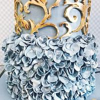 Wedgewood blue and gold with ruffles 