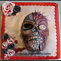 Two face skull cake