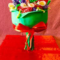 Gravity bouquet cake