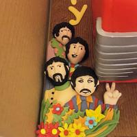 Beatles themed record player cake