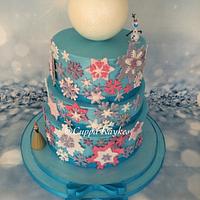 Frozen themed ice castle cake 