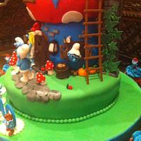 Smurfs Mushroom House Cake