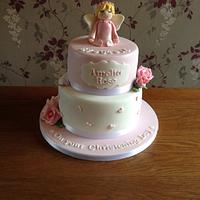 Rose christening cake 