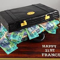 Crocodile Skin Briefcase stuffed with Money Cake